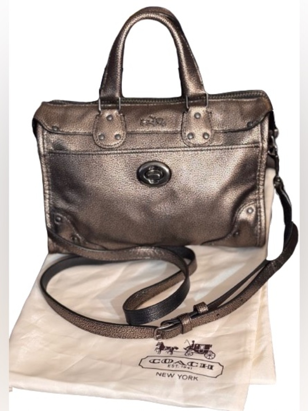 Coach 33684 Rhyder 24 Metallic Satchel (Bronze) -EUC